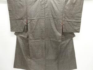 アンティーク　抽象模様織出し手織り紬着物